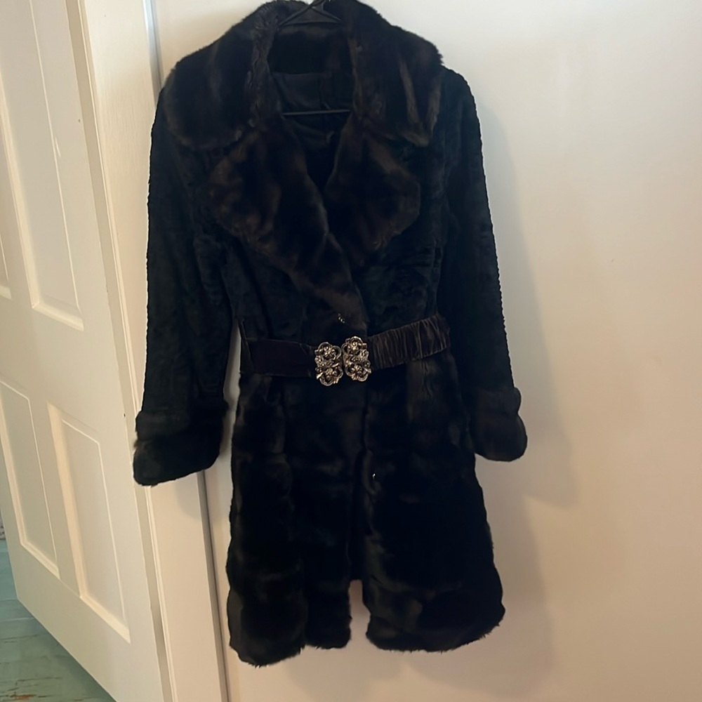 Mink fur with belt